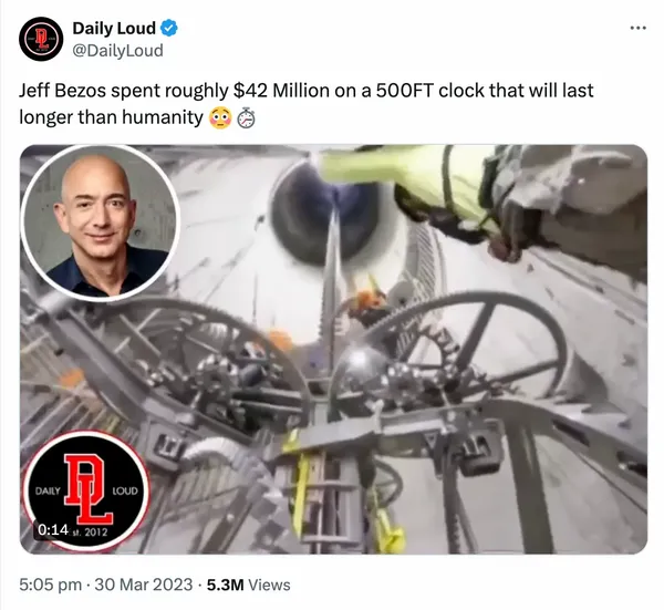 Jeff Bezos 10,000 year clock, X post